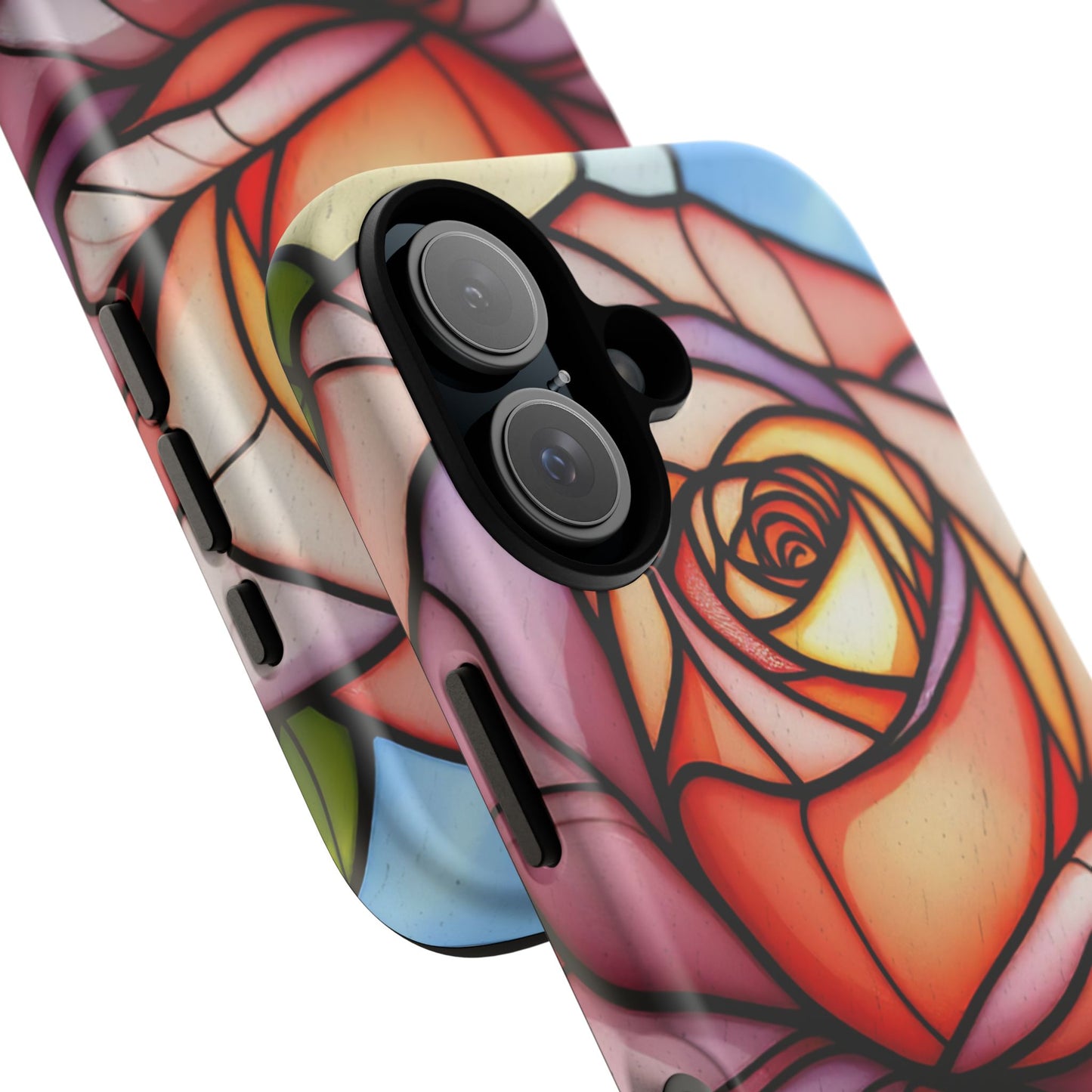 iPhone 16 case, Stained Glass Rose Phone Case, iPhone protective cover, Flower Lovers Gift, Spring Decor, Gift Idea phone case