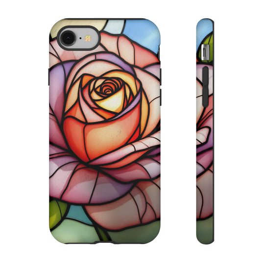 iPhone 16 case, Stained Glass Rose Phone Case, iPhone protective cover, Flower Lovers Gift, Spring Decor, Gift Idea phone case