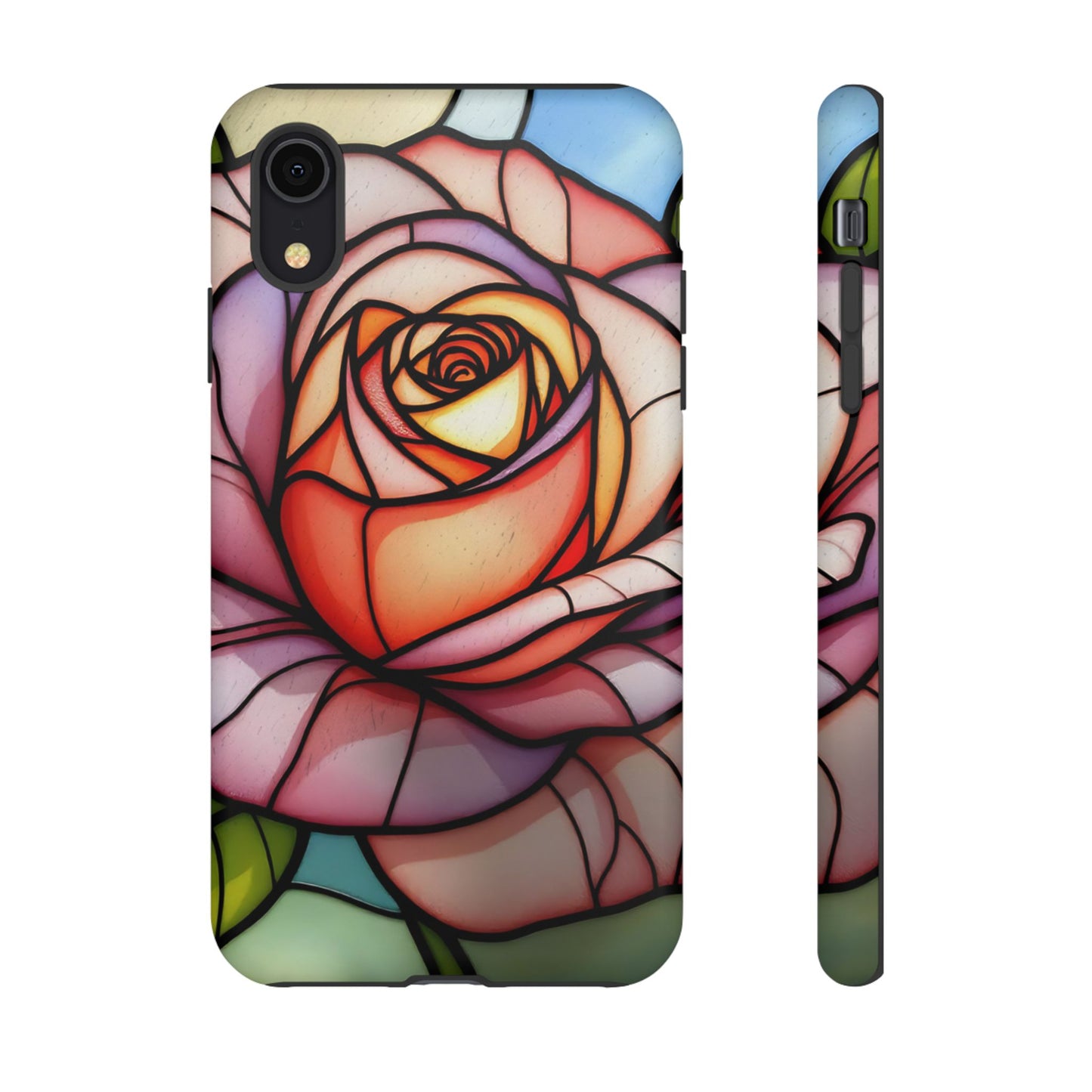 iPhone 16 case, Stained Glass Rose Phone Case, iPhone protective cover, Flower Lovers Gift, Spring Decor, Gift Idea phone case