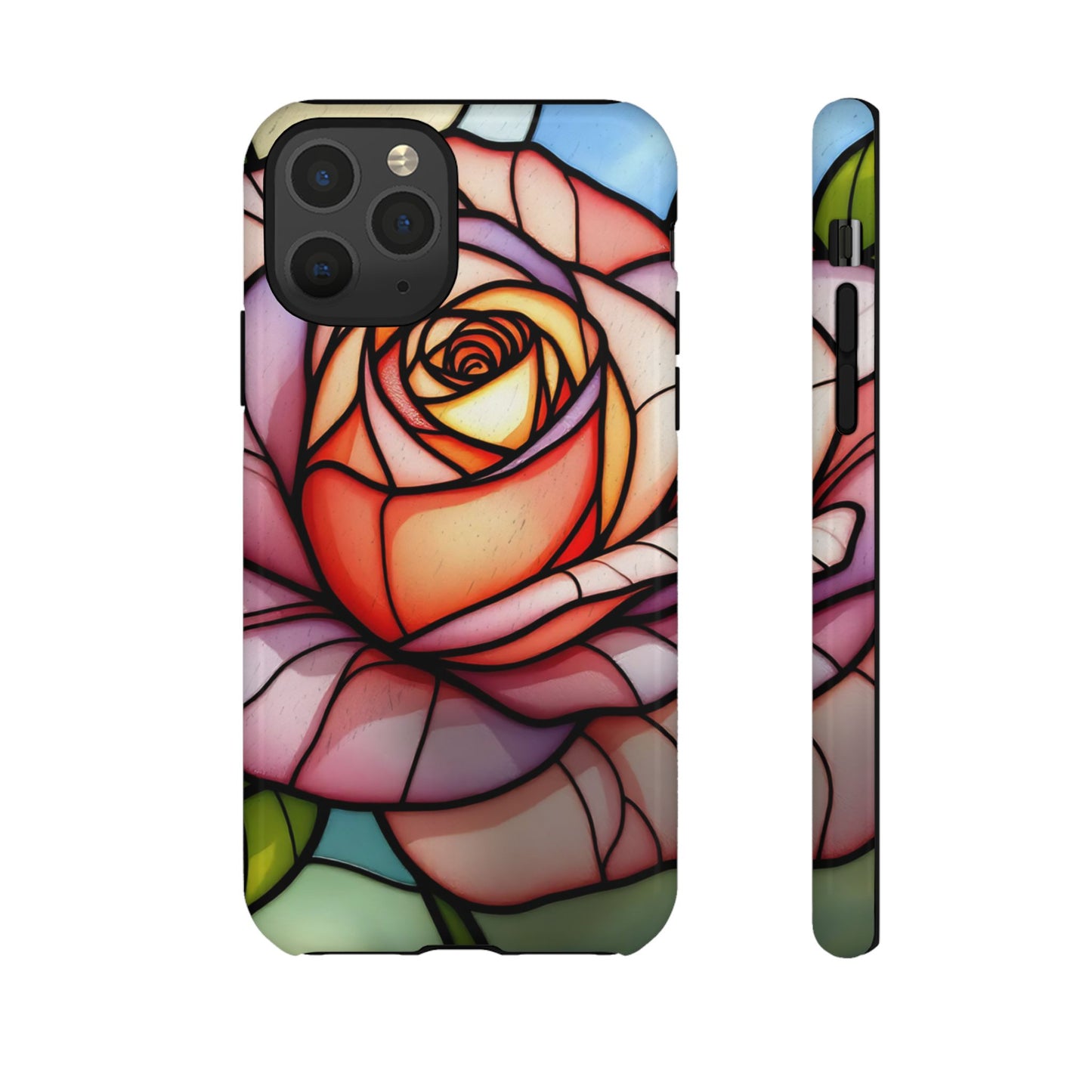 iPhone 16 case, Stained Glass Rose Phone Case, iPhone protective cover, Flower Lovers Gift, Spring Decor, Gift Idea phone case