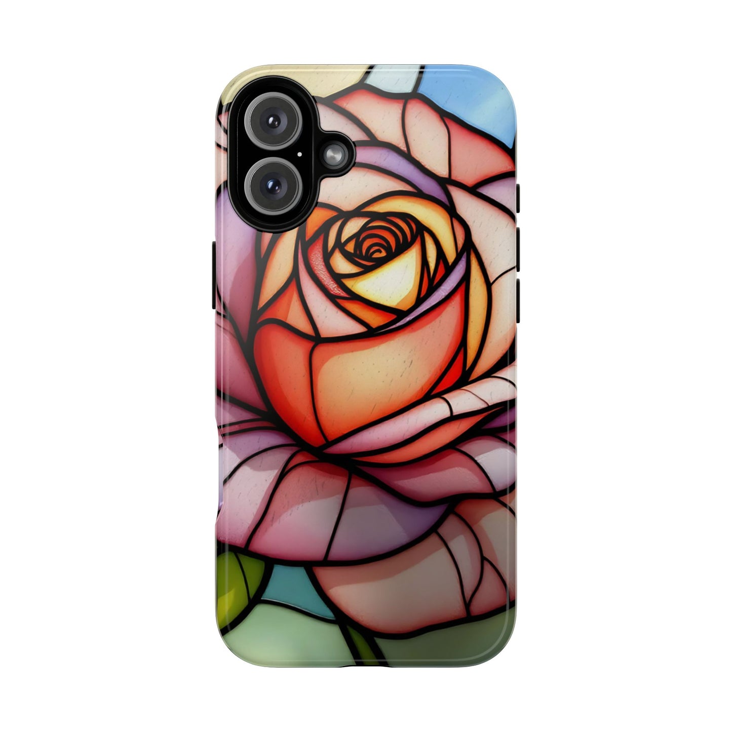 iPhone 16 case, Stained Glass Rose Phone Case, iPhone protective cover, Flower Lovers Gift, Spring Decor, Gift Idea phone case