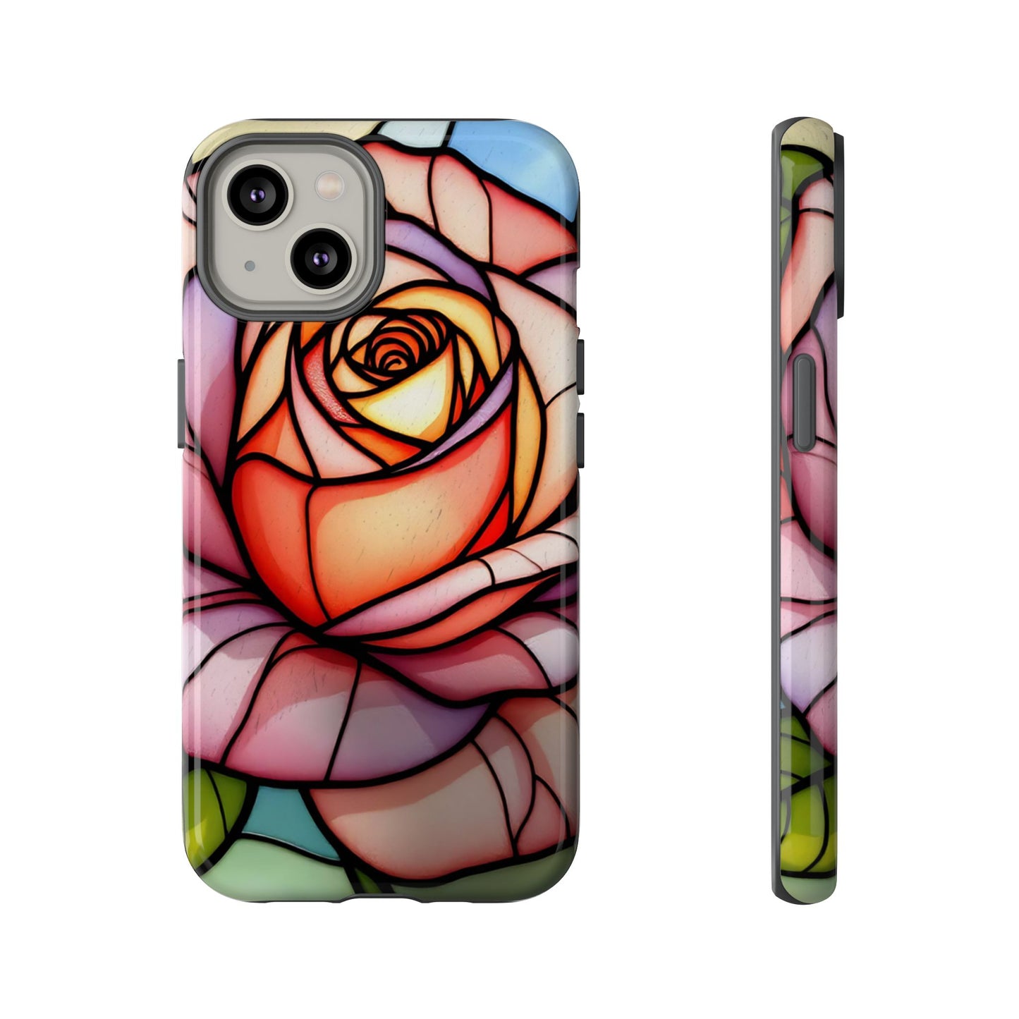 iPhone 16 case, Stained Glass Rose Phone Case, iPhone protective cover, Flower Lovers Gift, Spring Decor, Gift Idea phone case