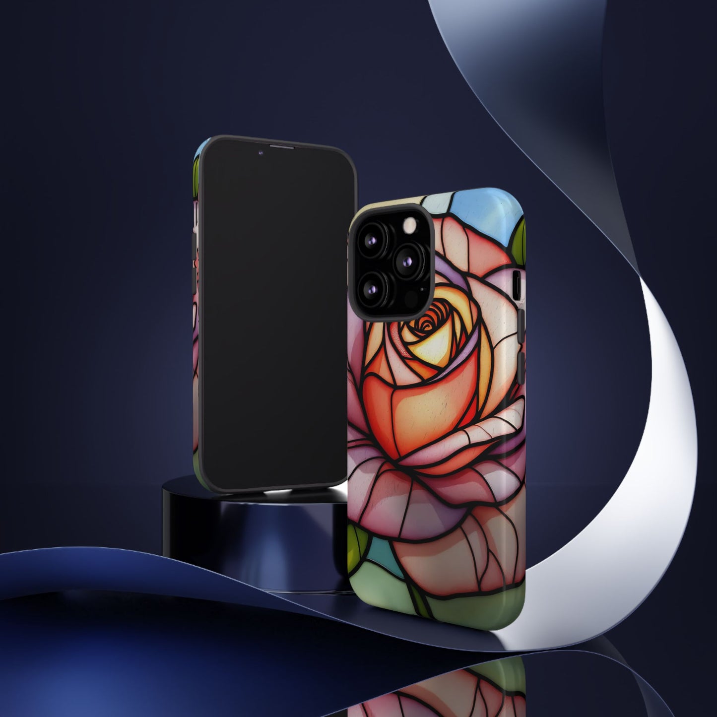 iPhone 16 case, Stained Glass Rose Phone Case, iPhone protective cover, Flower Lovers Gift, Spring Decor, Gift Idea phone case