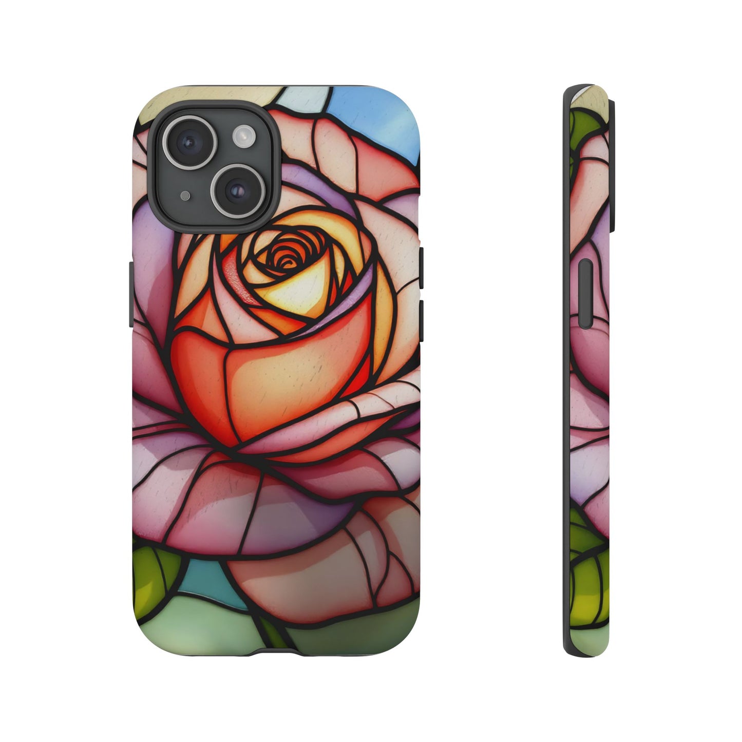iPhone 16 case, Stained Glass Rose Phone Case, iPhone protective cover, Flower Lovers Gift, Spring Decor, Gift Idea phone case