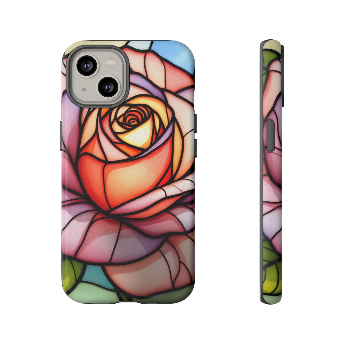 iPhone 16 case, Stained Glass Rose Phone Case, iPhone protective cover, Flower Lovers Gift, Spring Decor, Gift Idea phone case