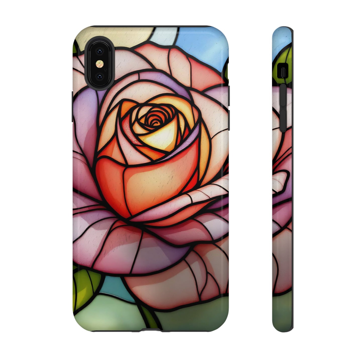 iPhone 16 case, Stained Glass Rose Phone Case, iPhone protective cover, Flower Lovers Gift, Spring Decor, Gift Idea phone case