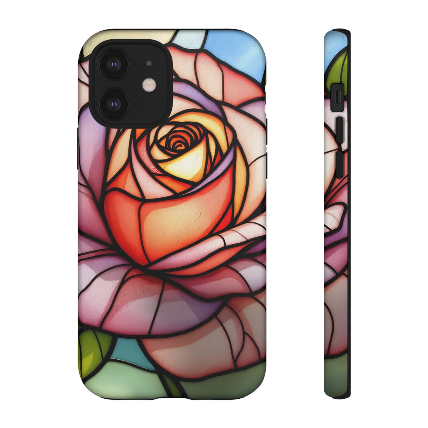 iPhone 16 case, Stained Glass Rose Phone Case, iPhone protective cover, Flower Lovers Gift, Spring Decor, Gift Idea phone case