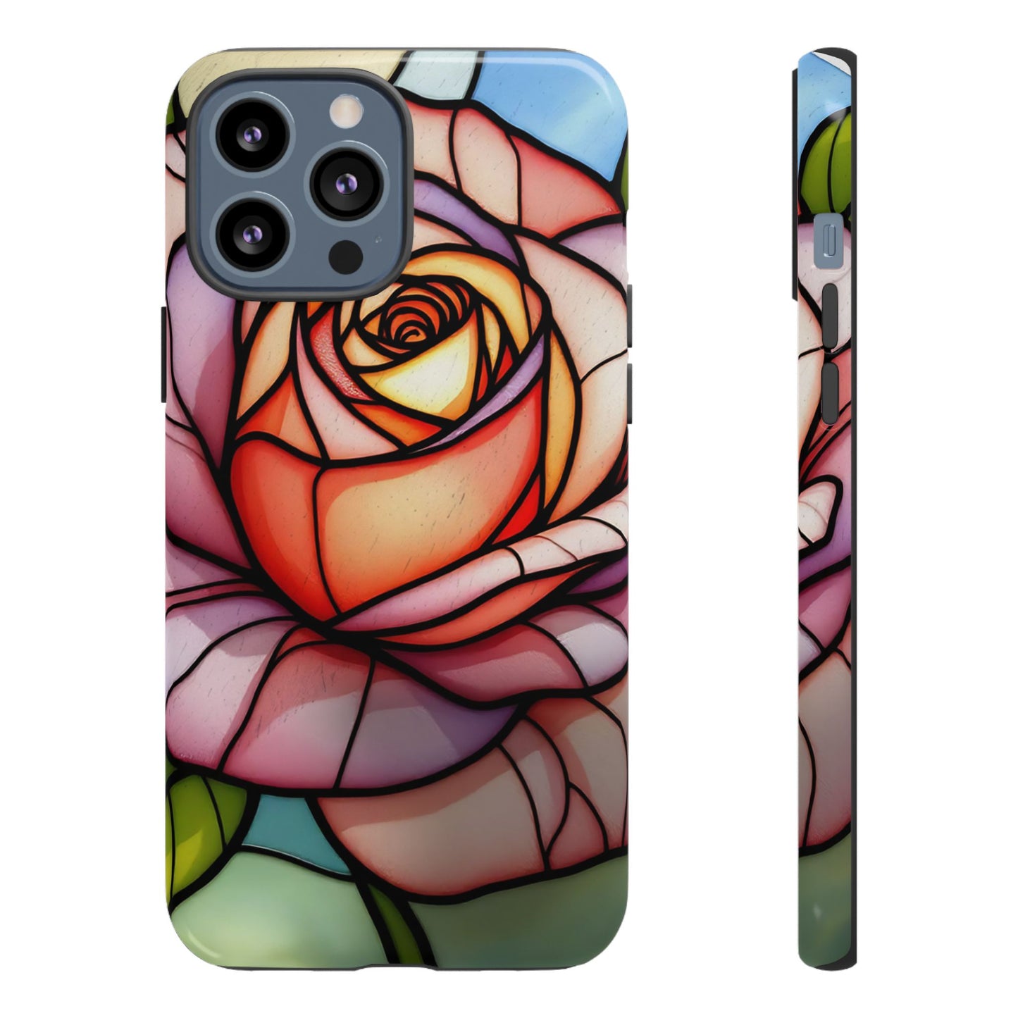 iPhone 16 case, Stained Glass Rose Phone Case, iPhone protective cover, Flower Lovers Gift, Spring Decor, Gift Idea phone case