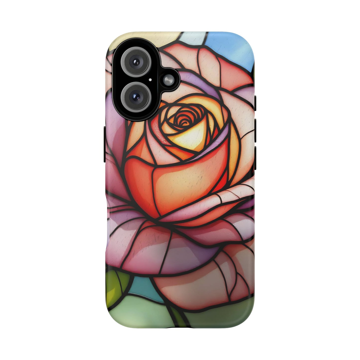 iPhone 16 case, Stained Glass Rose Phone Case, iPhone protective cover, Flower Lovers Gift, Spring Decor, Gift Idea phone case