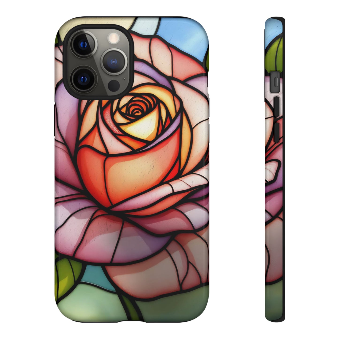 iPhone 16 case, Stained Glass Rose Phone Case, iPhone protective cover, Flower Lovers Gift, Spring Decor, Gift Idea phone case