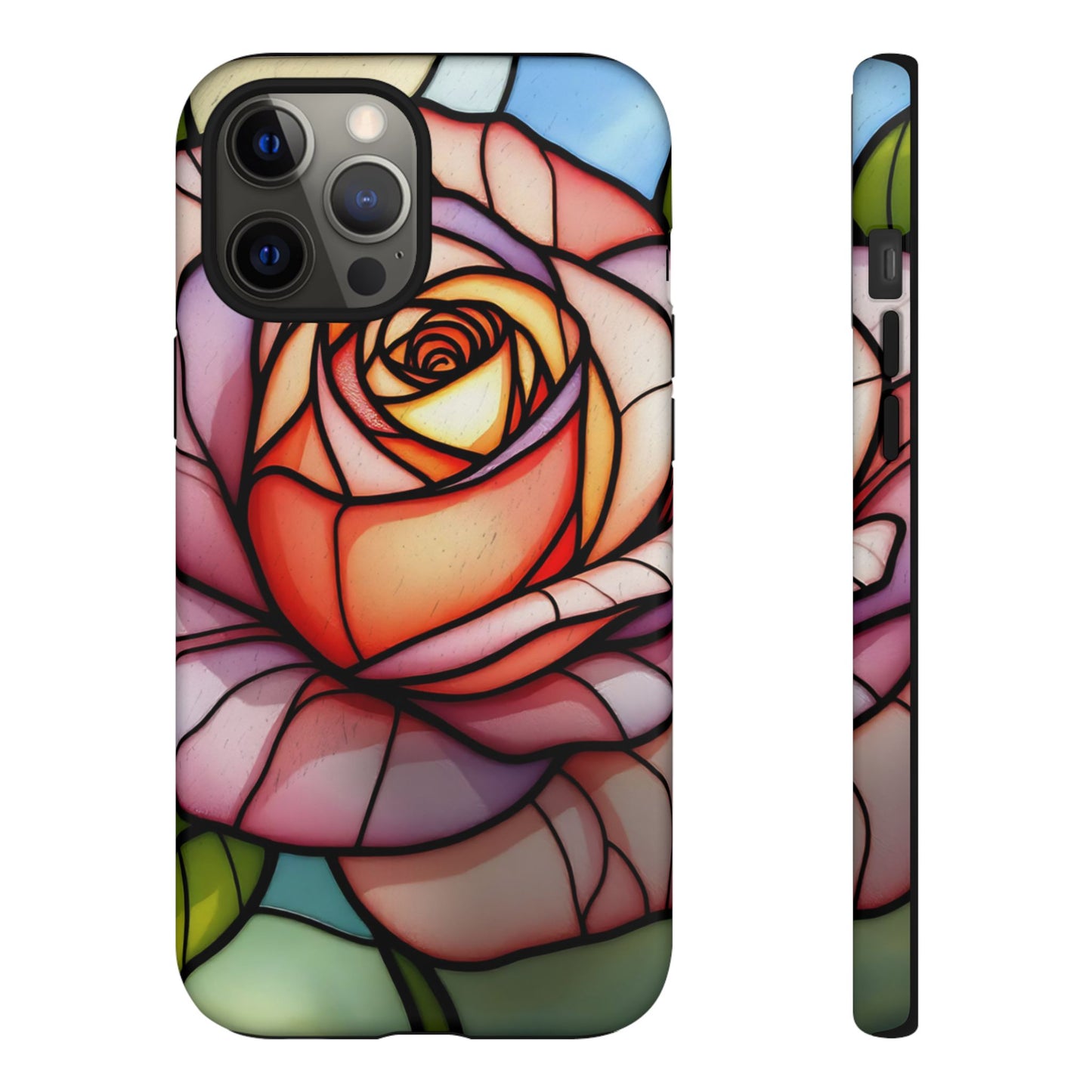 iPhone 16 case, Stained Glass Rose Phone Case, iPhone protective cover, Flower Lovers Gift, Spring Decor, Gift Idea phone case