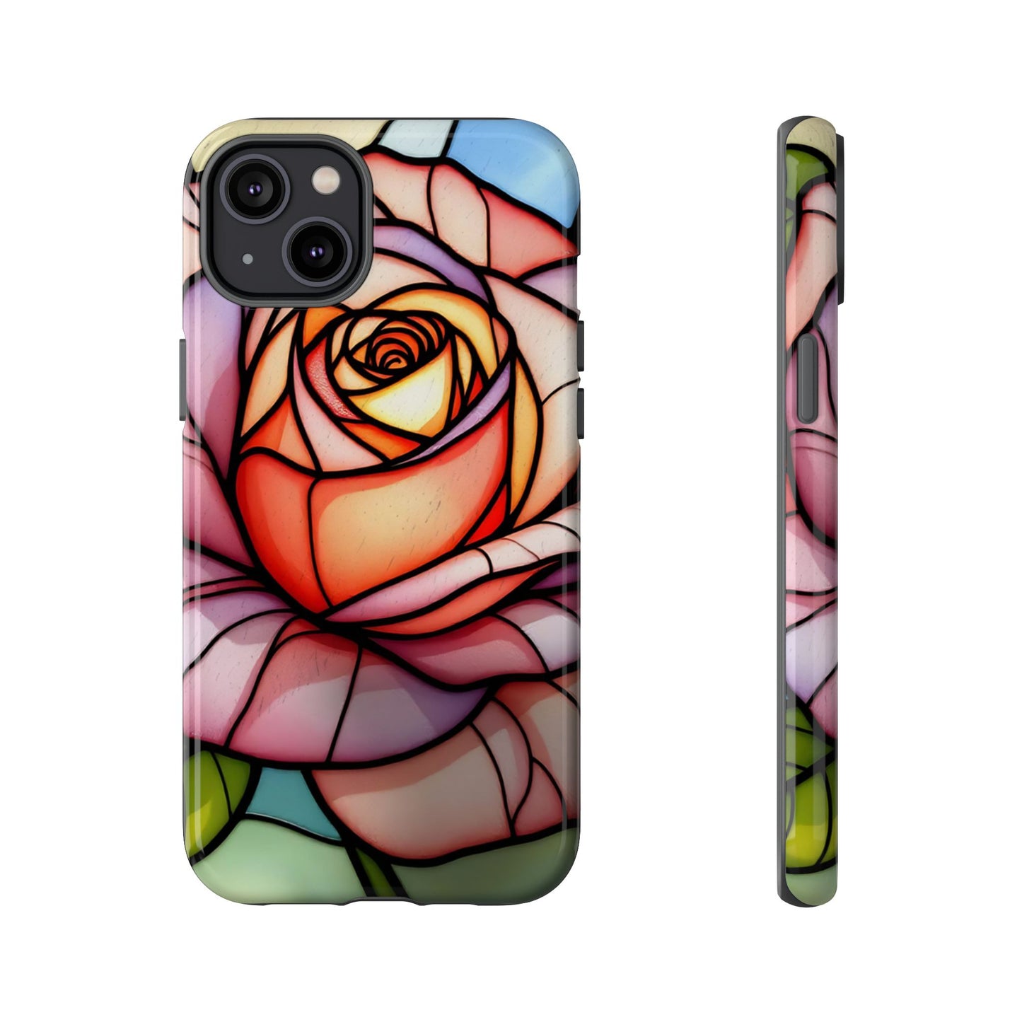 iPhone 16 case, Stained Glass Rose Phone Case, iPhone protective cover, Flower Lovers Gift, Spring Decor, Gift Idea phone case