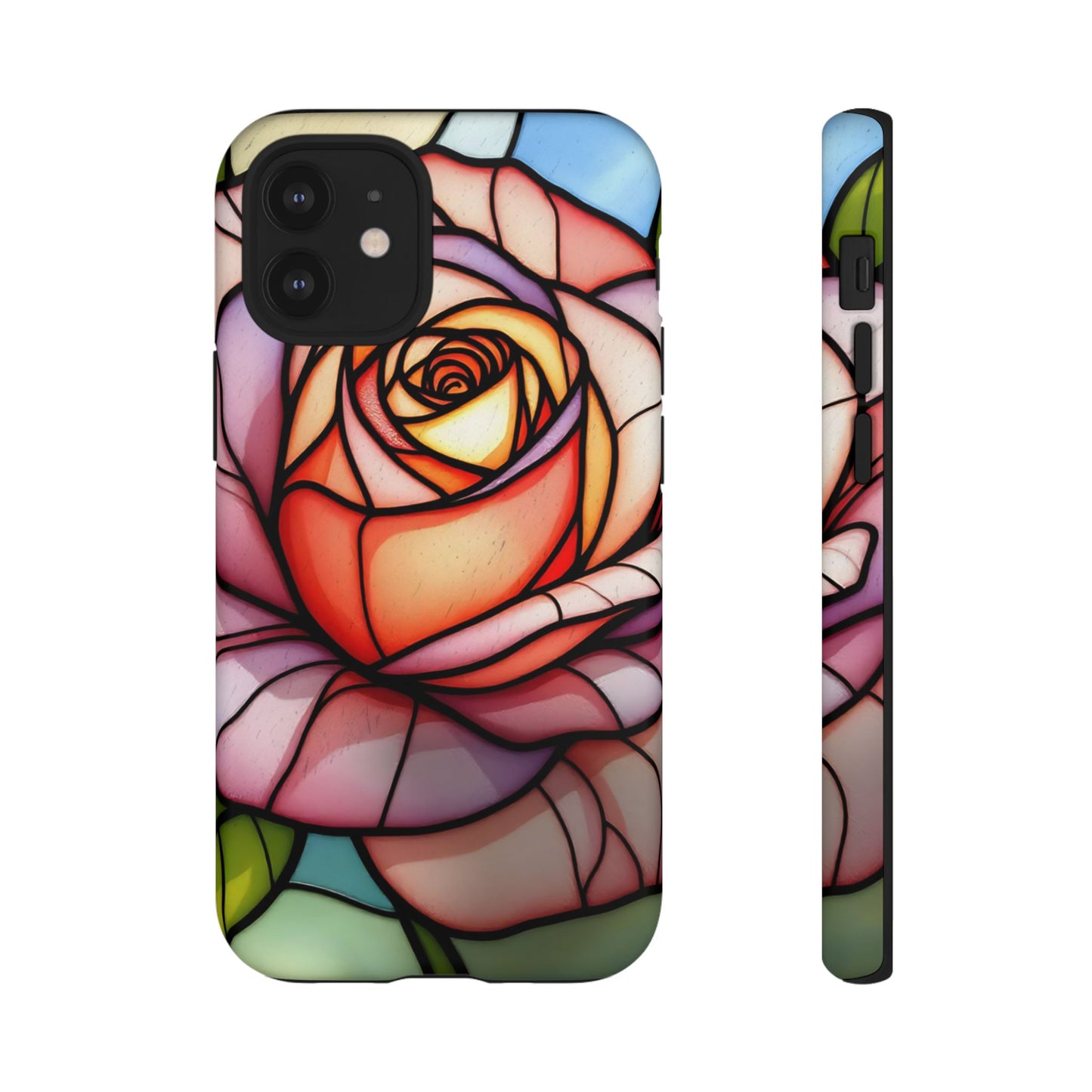 iPhone 16 case, Stained Glass Rose Phone Case, iPhone protective cover, Flower Lovers Gift, Spring Decor, Gift Idea phone case