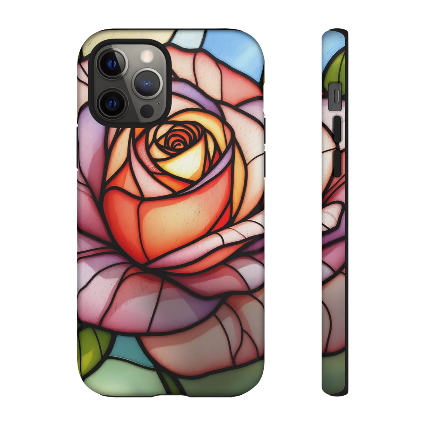 iPhone 16 case, Stained Glass Rose Phone Case, iPhone protective cover, Flower Lovers Gift, Spring Decor, Gift Idea phone case