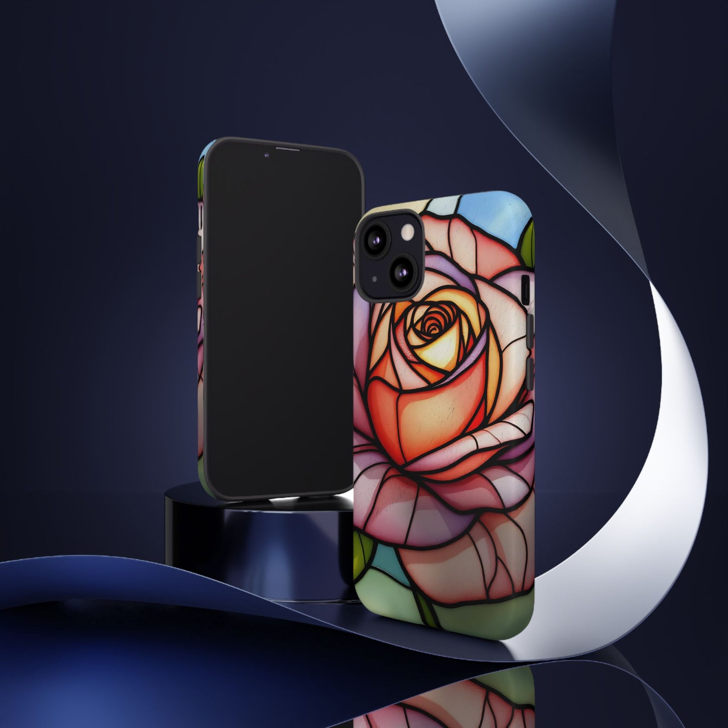 iPhone 16 case, Stained Glass Rose Phone Case, iPhone protective cover, Flower Lovers Gift, Spring Decor, Gift Idea phone case
