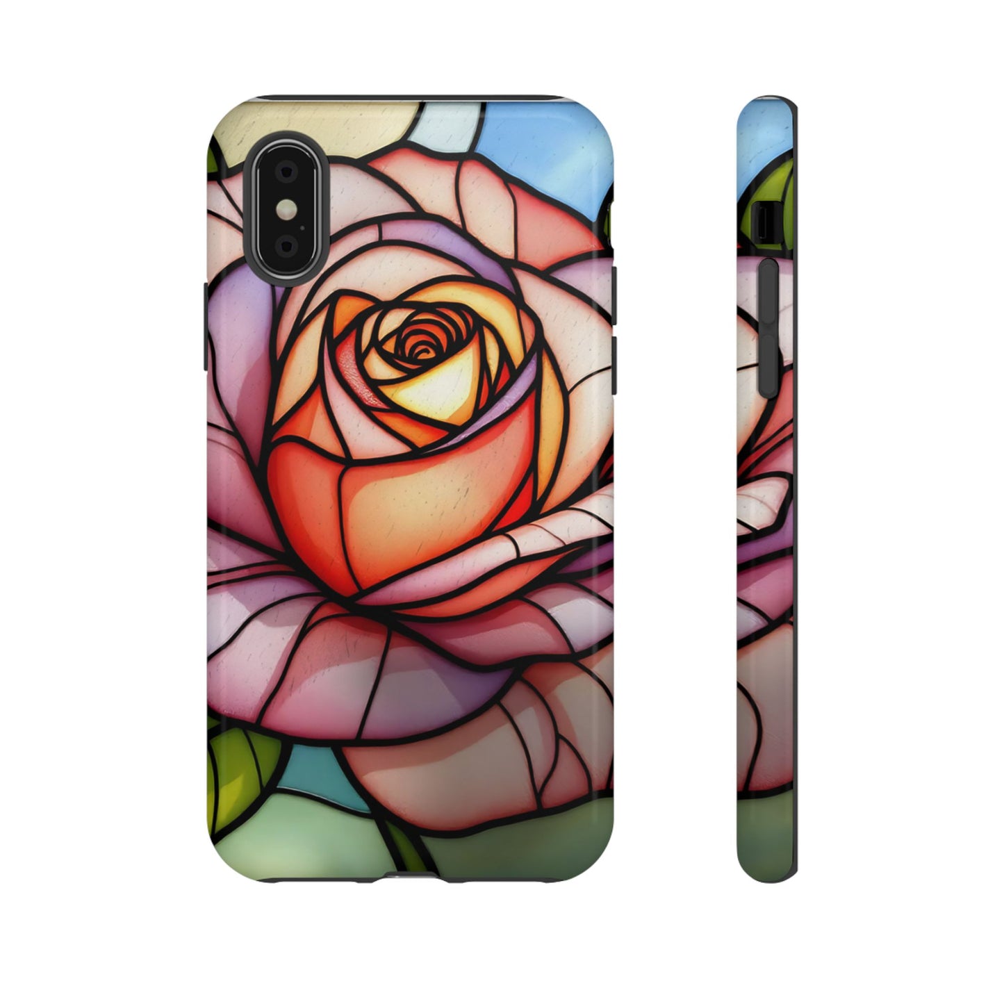 iPhone 16 case, Stained Glass Rose Phone Case, iPhone protective cover, Flower Lovers Gift, Spring Decor, Gift Idea phone case