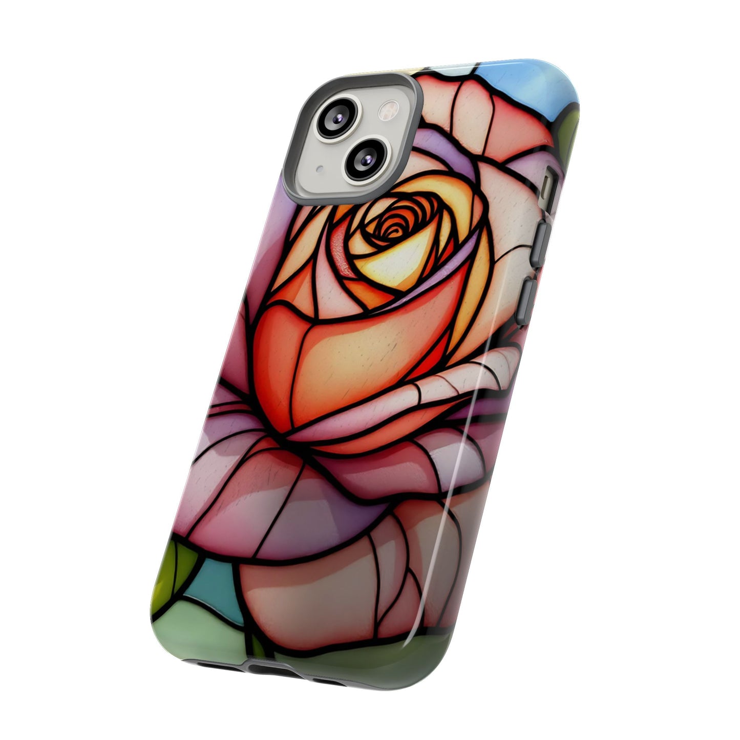 iPhone 16 case, Stained Glass Rose Phone Case, iPhone protective cover, Flower Lovers Gift, Spring Decor, Gift Idea phone case