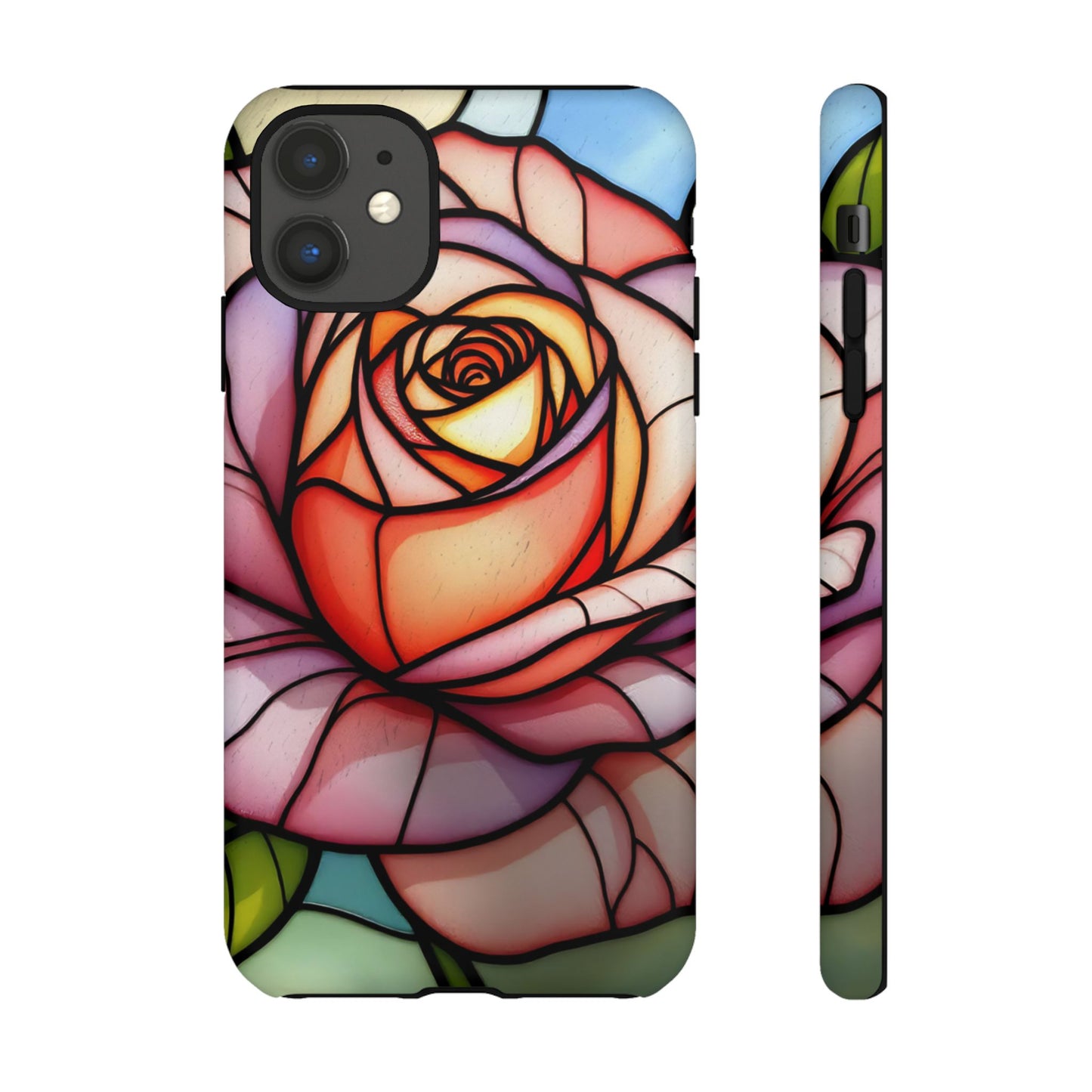 iPhone 16 case, Stained Glass Rose Phone Case, iPhone protective cover, Flower Lovers Gift, Spring Decor, Gift Idea phone case