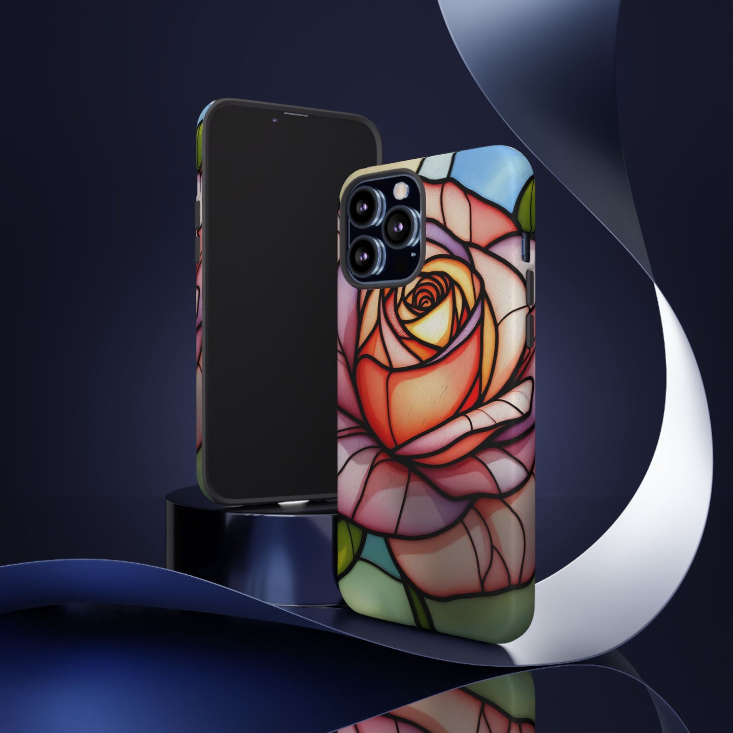 iPhone 16 case, Stained Glass Rose Phone Case, iPhone protective cover, Flower Lovers Gift, Spring Decor, Gift Idea phone case