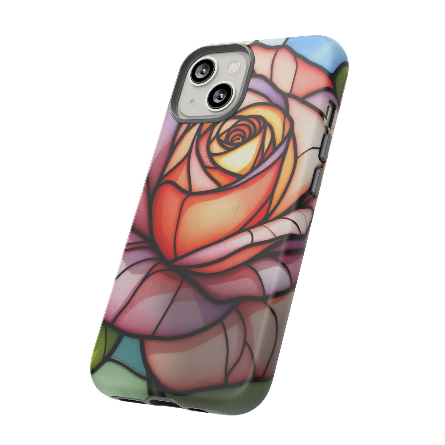 iPhone 16 case, Stained Glass Rose Phone Case, iPhone protective cover, Flower Lovers Gift, Spring Decor, Gift Idea phone case