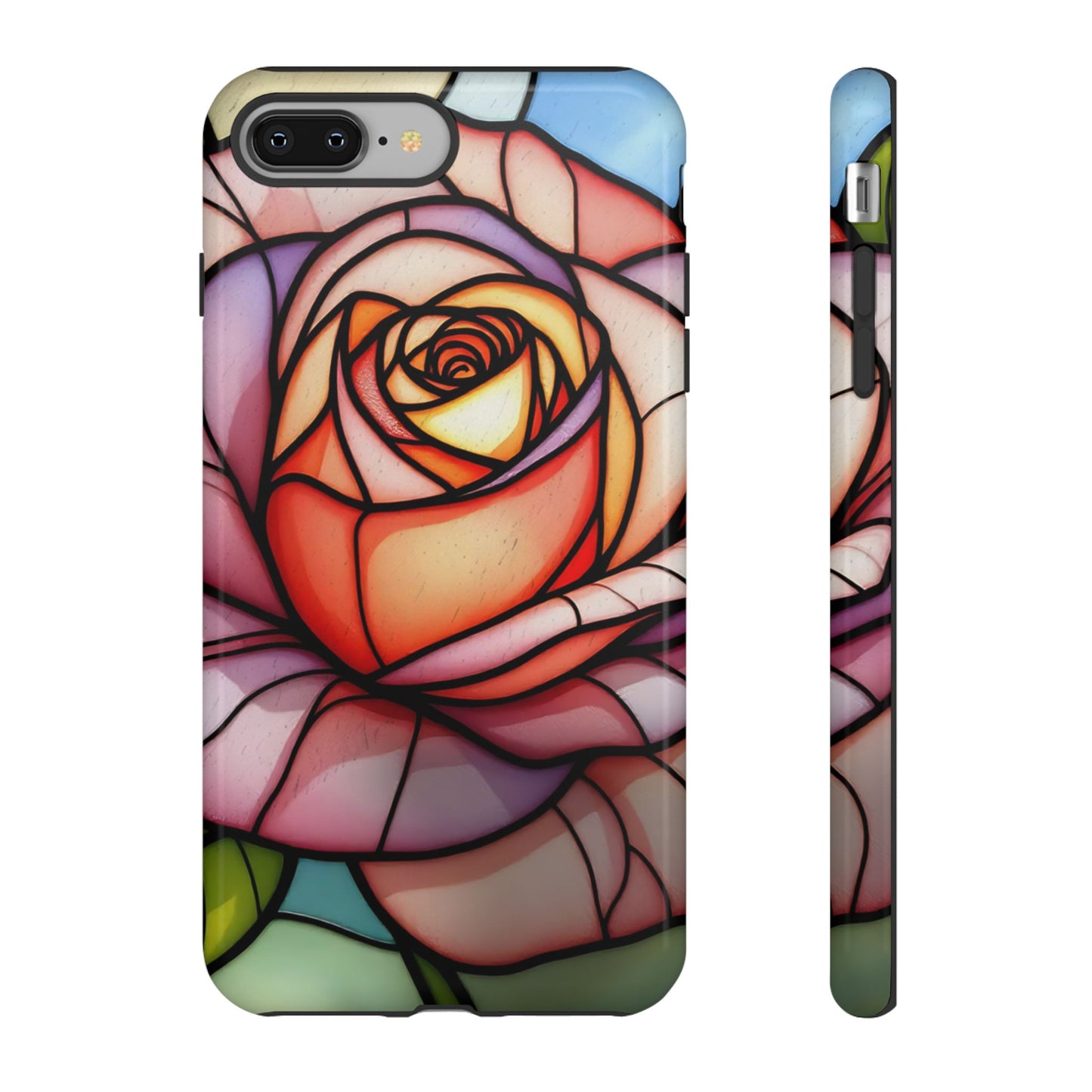 iPhone 16 case, Stained Glass Rose Phone Case, iPhone protective cover, Flower Lovers Gift, Spring Decor, Gift Idea phone case