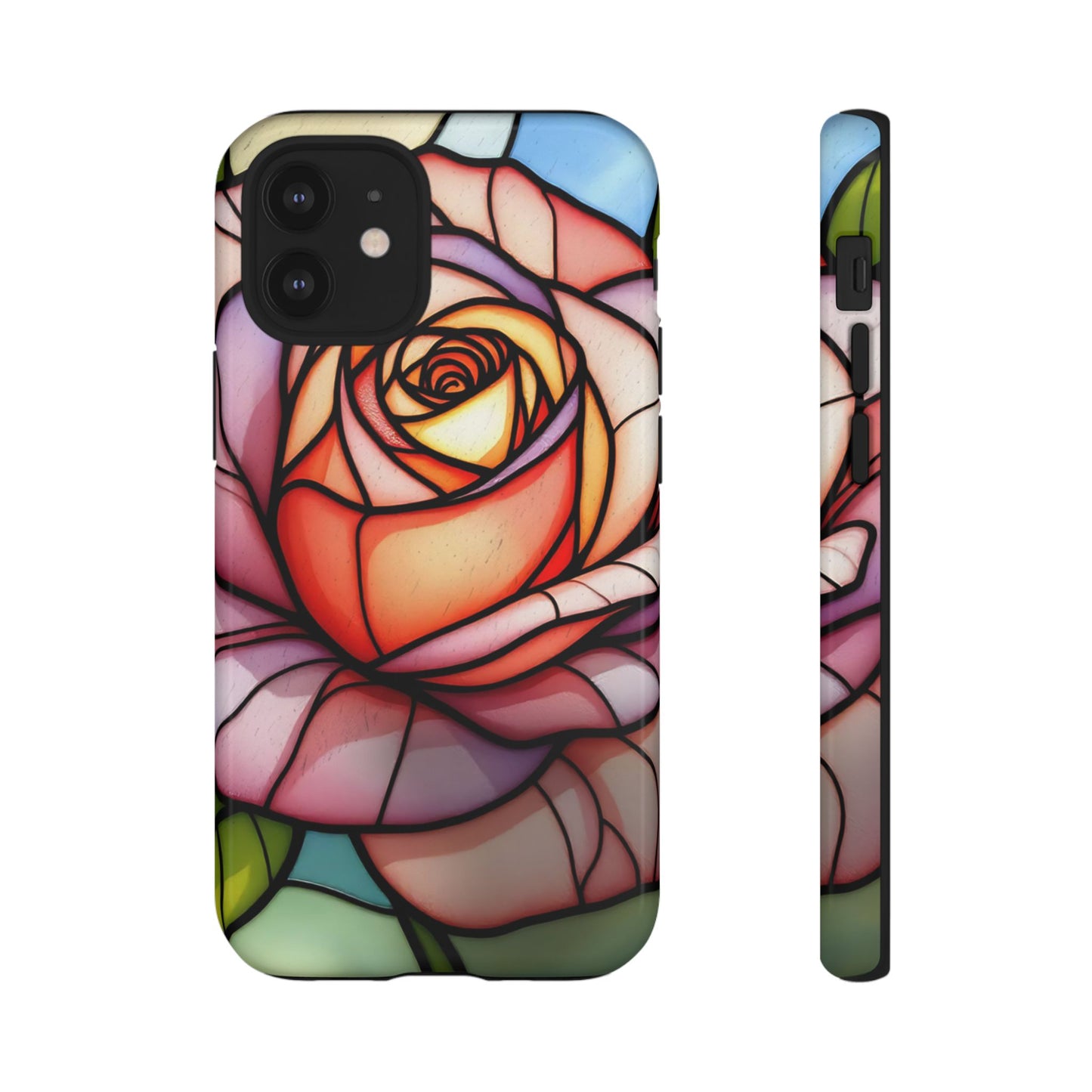 iPhone 16 case, Stained Glass Rose Phone Case, iPhone protective cover, Flower Lovers Gift, Spring Decor, Gift Idea phone case