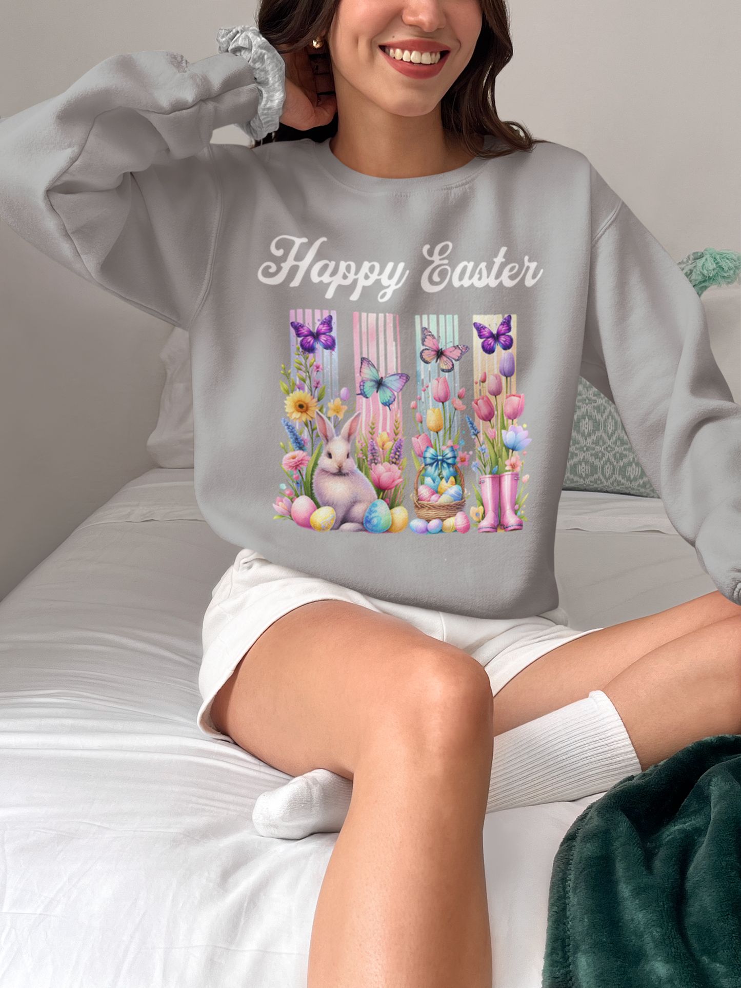 Easter Sweatshirt, Spring Sweatshirt, Bunny Sweatshirt, Spring sweater, Gifts for Her, Easter Celebrations, Spring Fashion, Matching family shirt