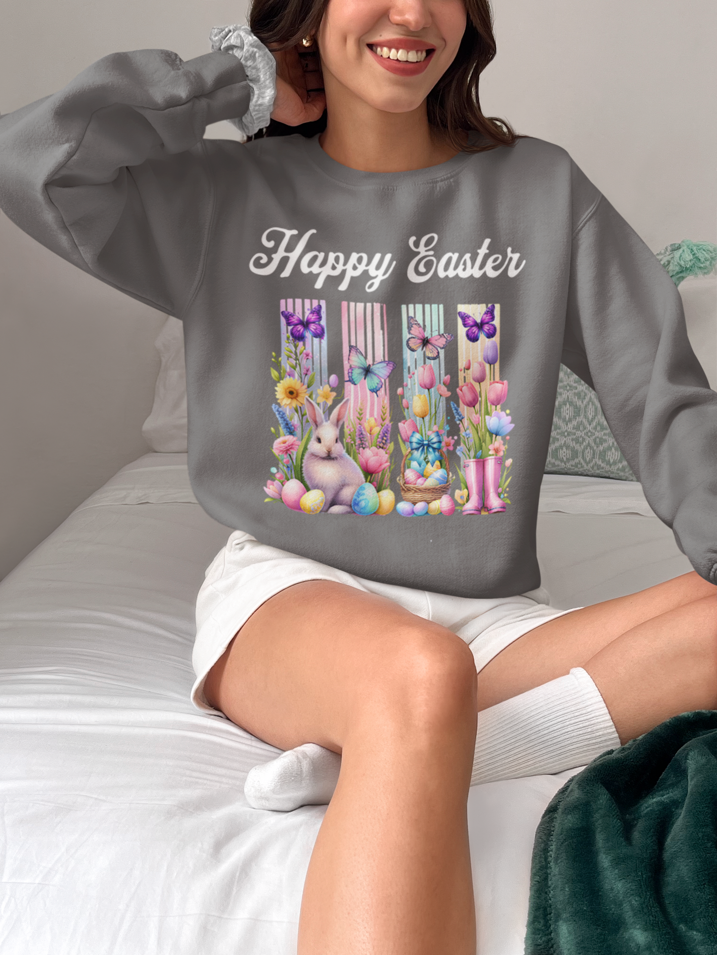 Easter Sweatshirt, Spring Sweatshirt, Bunny Sweatshirt, Spring sweater, Gifts for Her, Easter Celebrations, Spring Fashion, Matching family shirt