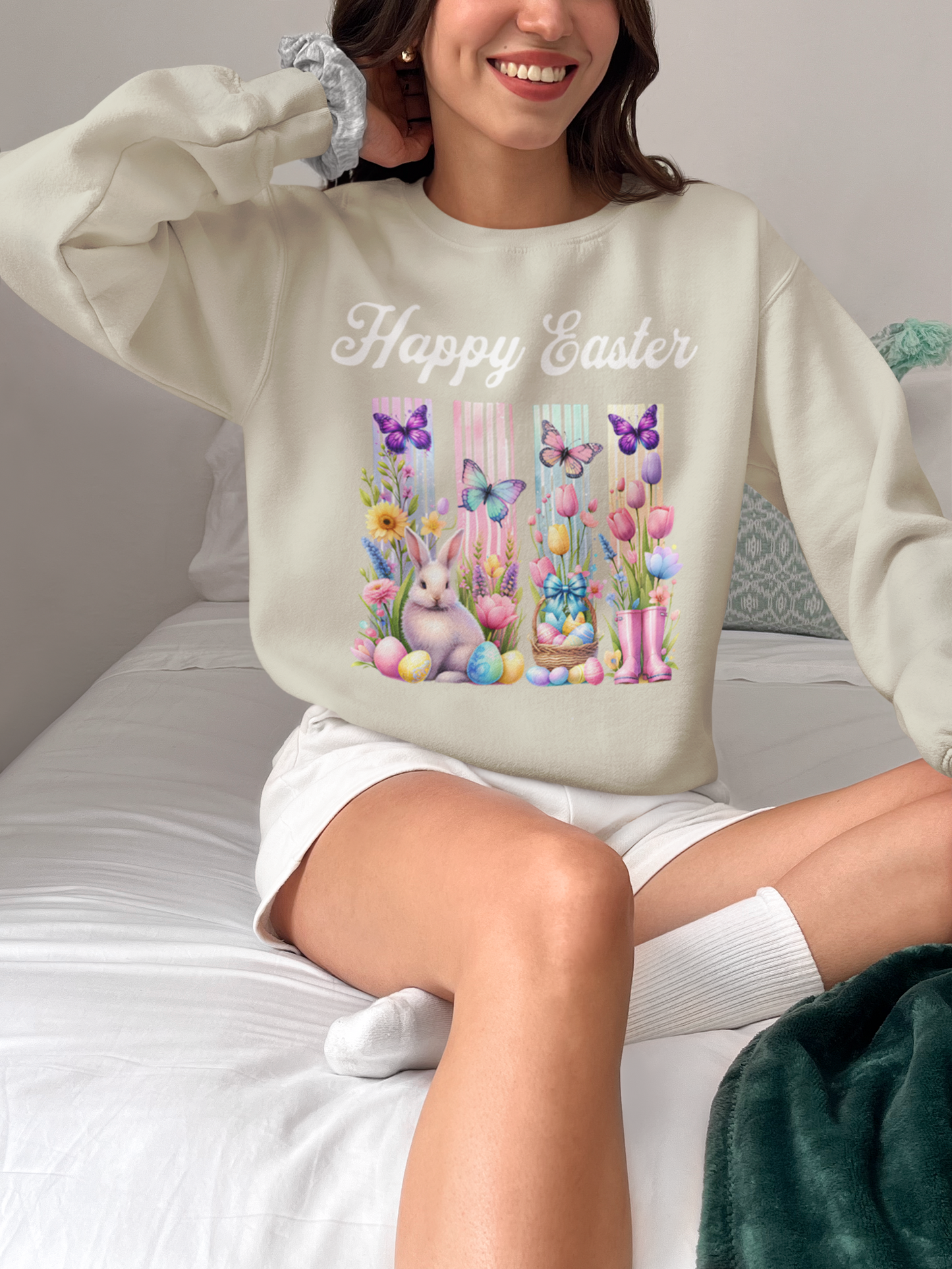 Easter Sweatshirt, Spring Sweatshirt, Bunny Sweatshirt, Spring sweater, Gifts for Her, Easter Celebrations, Spring Fashion, Matching family shirt