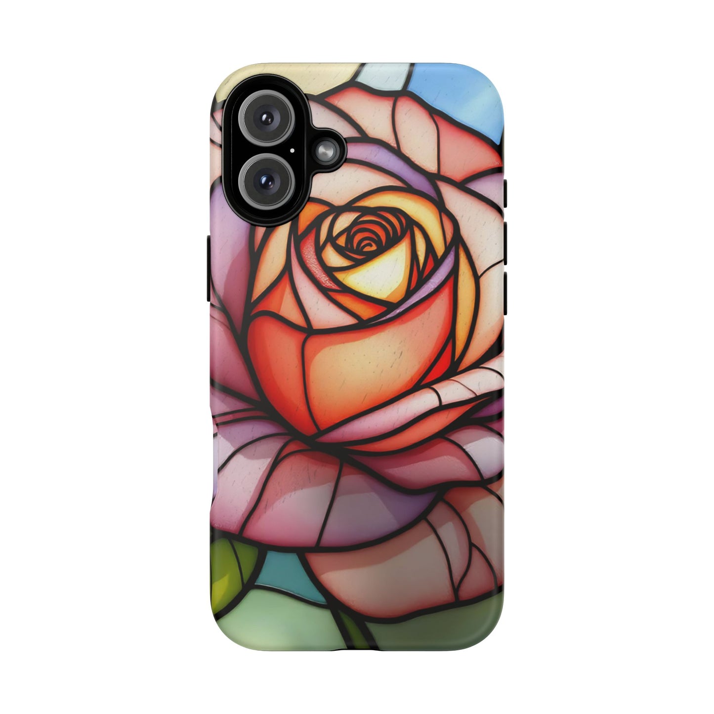 iPhone 16 case, Stained Glass Rose Phone Case, iPhone protective cover, Flower Lovers Gift, Spring Decor, Gift Idea phone case