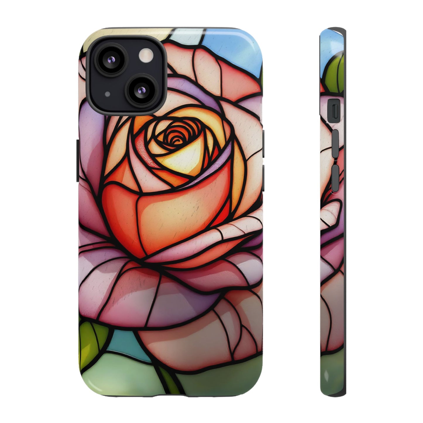 iPhone 16 case, Stained Glass Rose Phone Case, iPhone protective cover, Flower Lovers Gift, Spring Decor, Gift Idea phone case