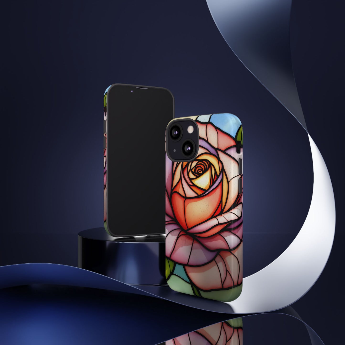 iPhone 16 case, Stained Glass Rose Phone Case, iPhone protective cover, Flower Lovers Gift, Spring Decor, Gift Idea phone case