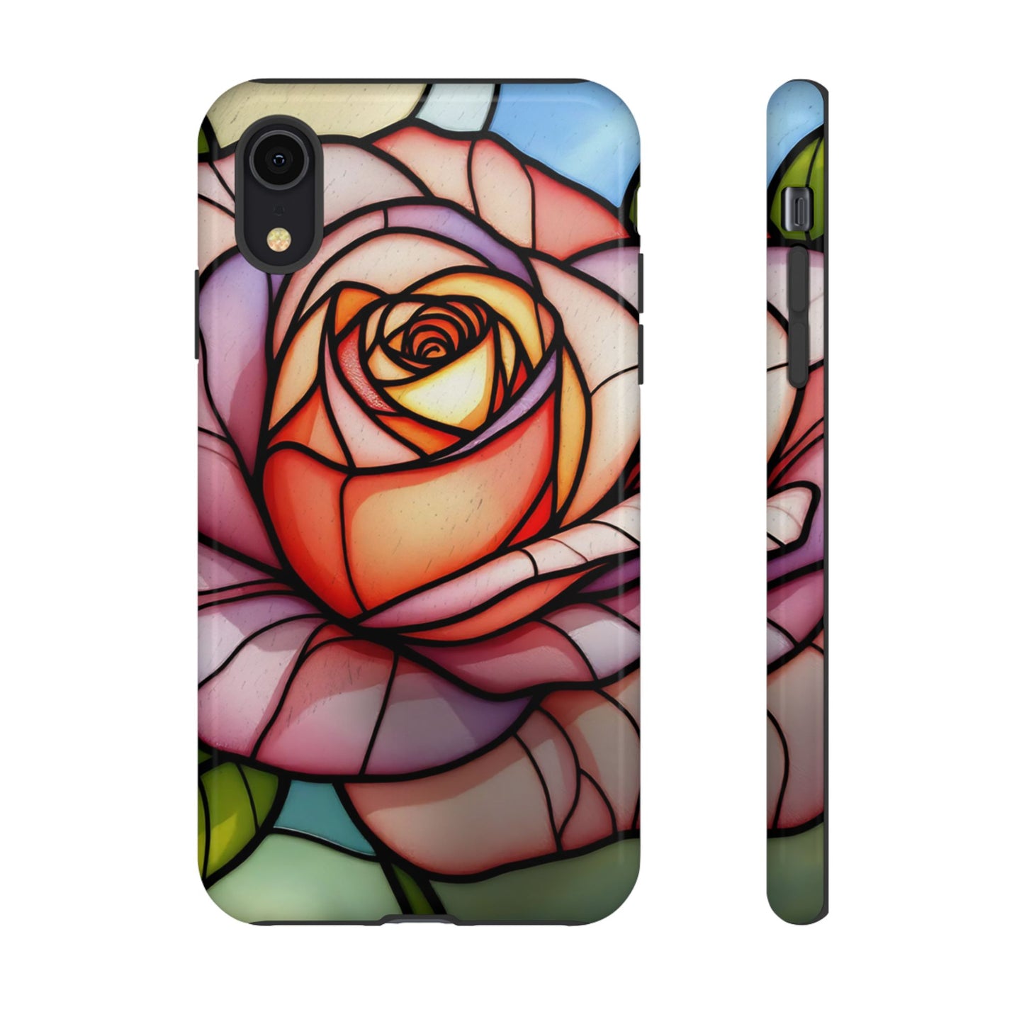 iPhone 16 case, Stained Glass Rose Phone Case, iPhone protective cover, Flower Lovers Gift, Spring Decor, Gift Idea phone case