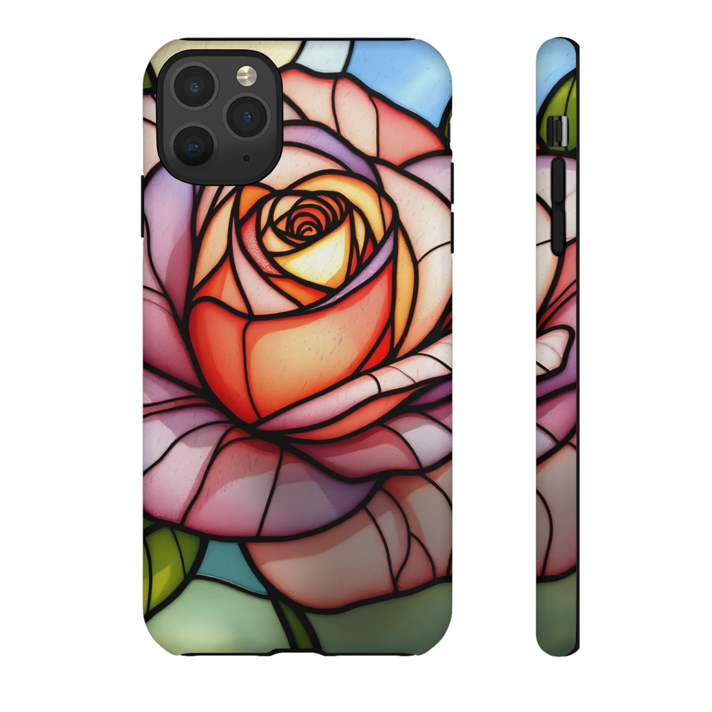 iPhone 16 case, Stained Glass Rose Phone Case, iPhone protective cover, Flower Lovers Gift, Spring Decor, Gift Idea phone case