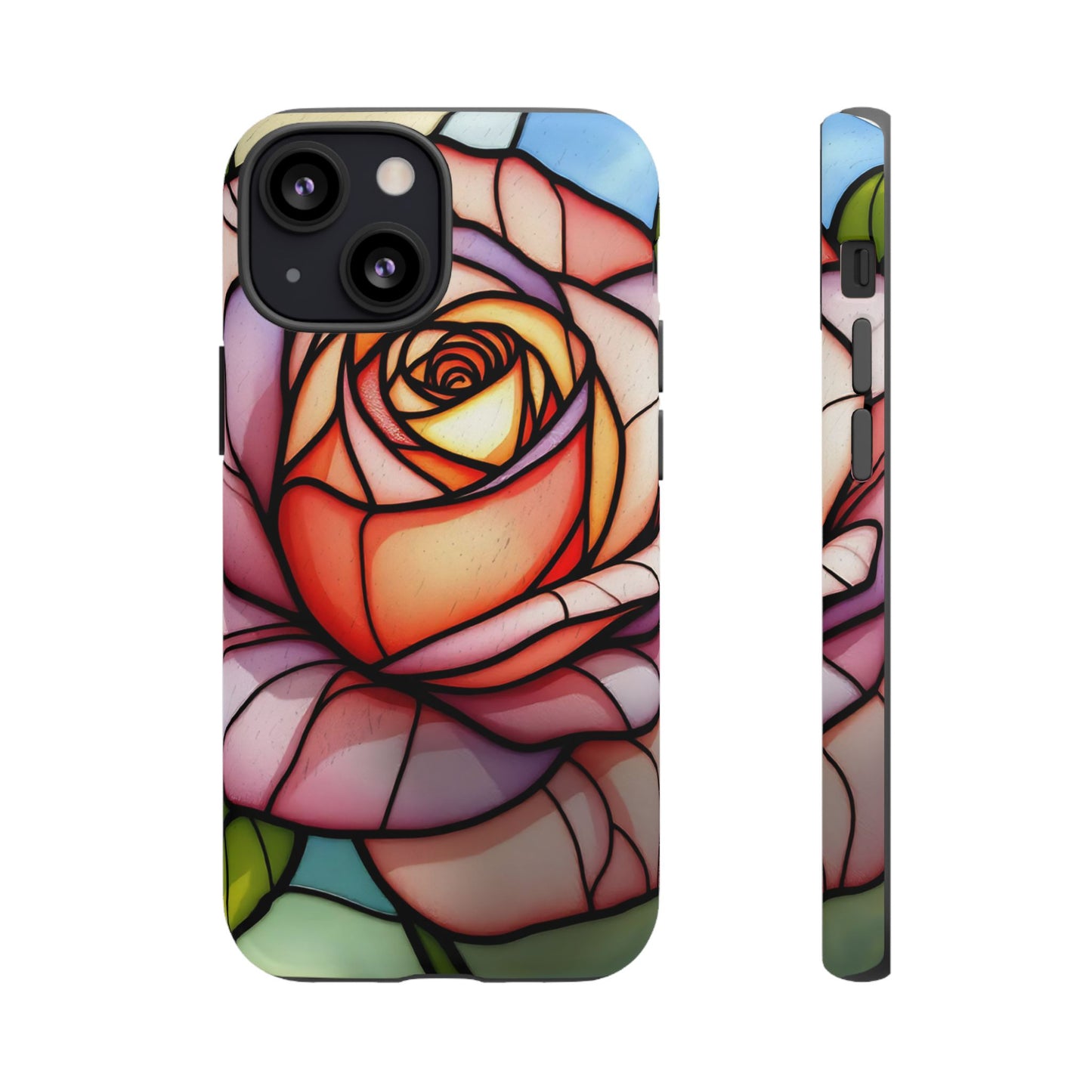 iPhone 16 case, Stained Glass Rose Phone Case, iPhone protective cover, Flower Lovers Gift, Spring Decor, Gift Idea phone case
