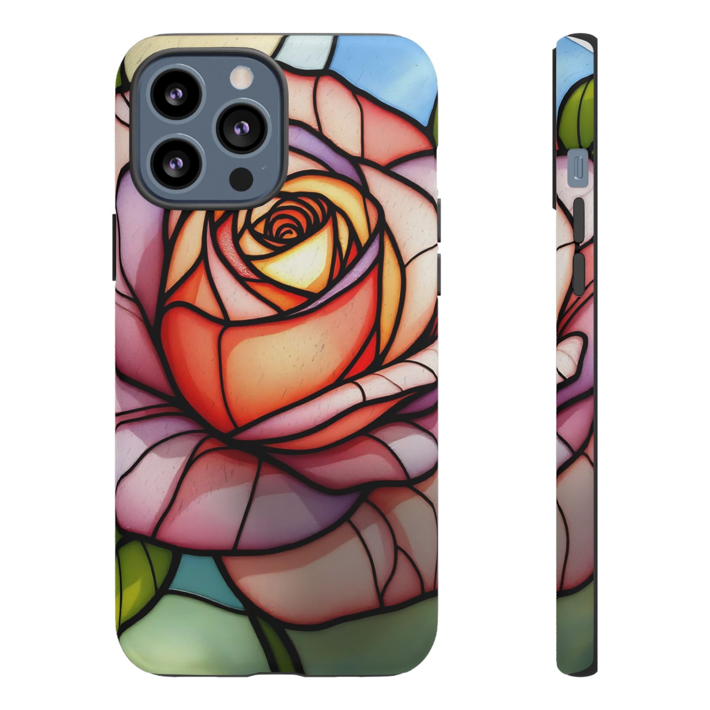 iPhone 16 case, Stained Glass Rose Phone Case, iPhone protective cover, Flower Lovers Gift, Spring Decor, Gift Idea phone case
