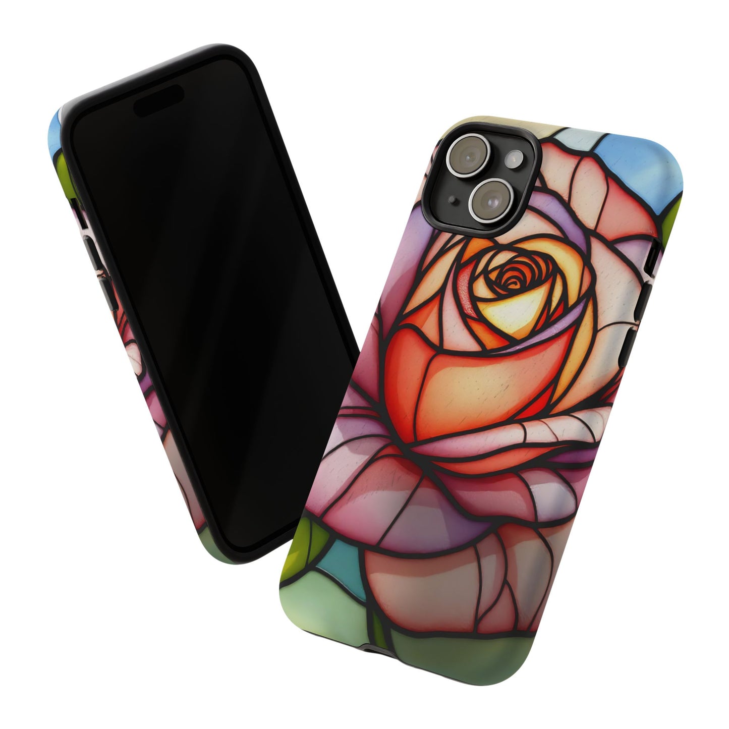iPhone 16 case, Stained Glass Rose Phone Case, iPhone protective cover, Flower Lovers Gift, Spring Decor, Gift Idea phone case